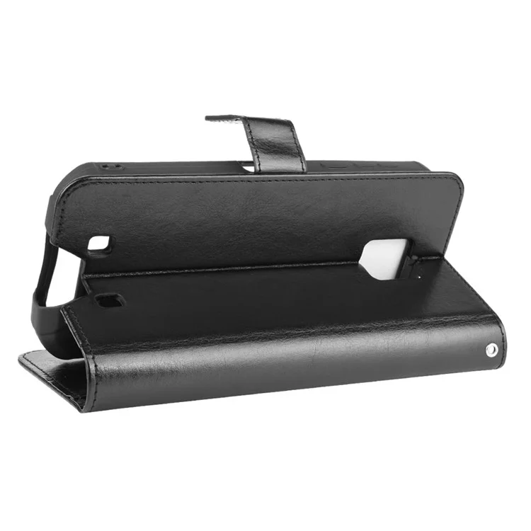 Custodia per telefono in pelle Crazy Horse con portafoglio per Oukitel WP6 - Nero