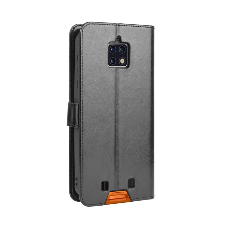 Custodia per telefono in pelle Crazy Horse con portafoglio per Oukitel WP6 - Nero