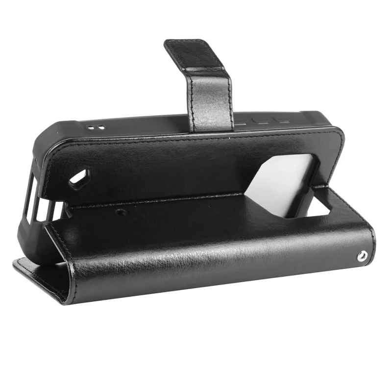 Crazy Horse Wallet Leather Stand Case for Oukitel WP5 - Black