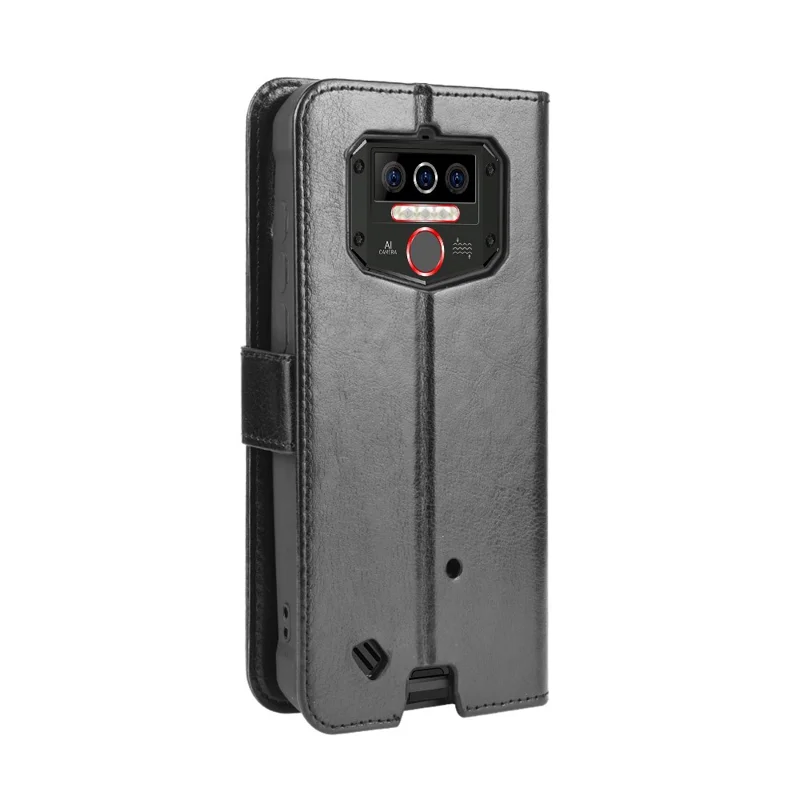 Crazy Horse Wallet Leather Stand Case for Oukitel WP5 - Black