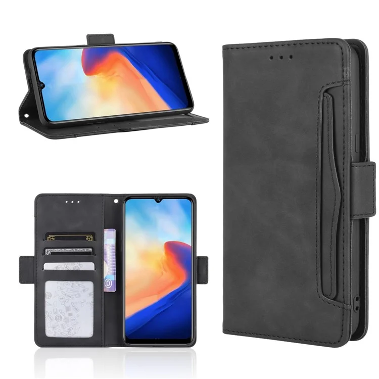 PU Leather Wallet Stand Case for Blackview A80 - Black