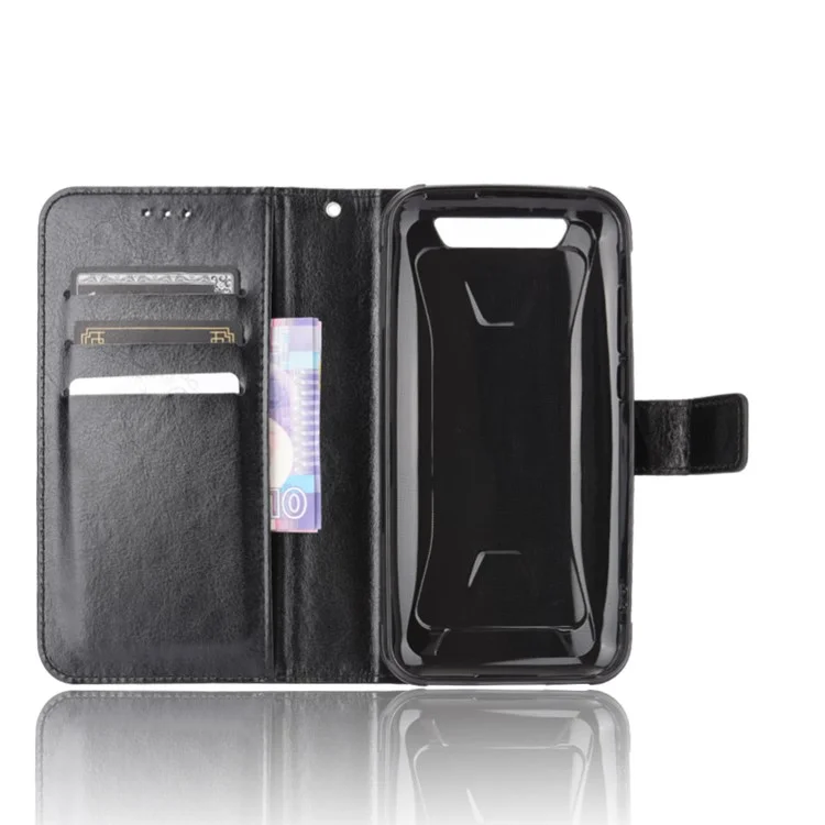 Crazy Horse PU Leather Wallet Case for Blackview BV5500/BV5500 Pro/BV5500 Plus - Black