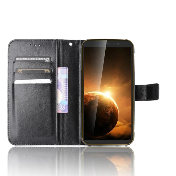 Crazy Horse PU Leather Wallet Case for Blackview BV5500/BV5500 Pro/BV5500 Plus - Black