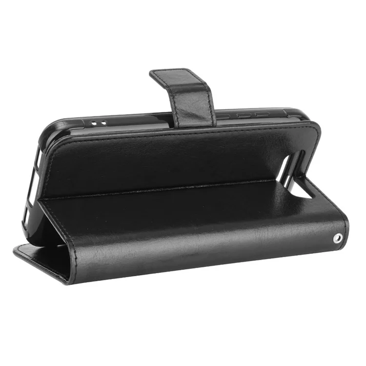 Crazy Horse PU Leather Wallet Case for Blackview BV5500/BV5500 Pro/BV5500 Plus - Black