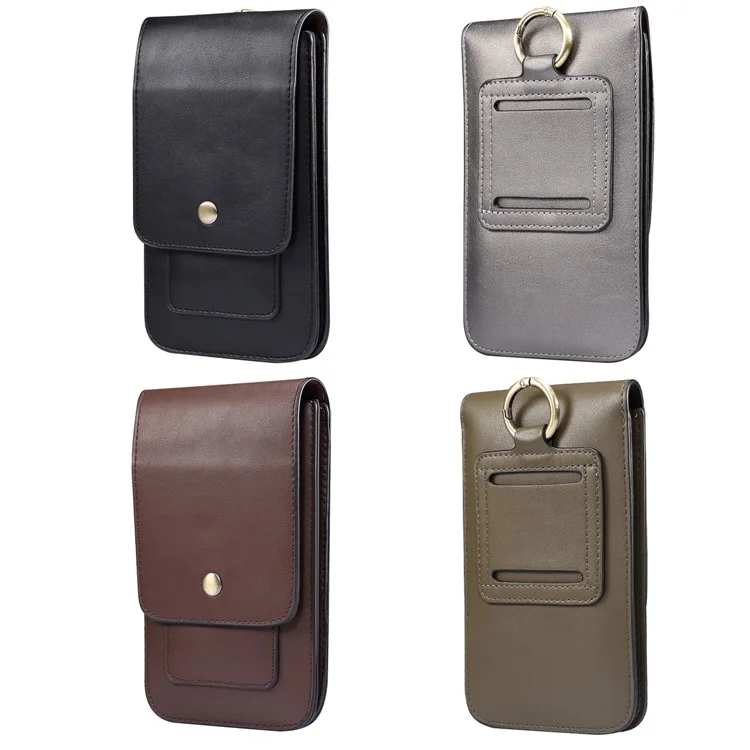 6.3-6.9 Inch Universal Wear-resistant Leather Belt Clip Phone Pouch Case for iPhone Samsung Huawei Etc. - Green