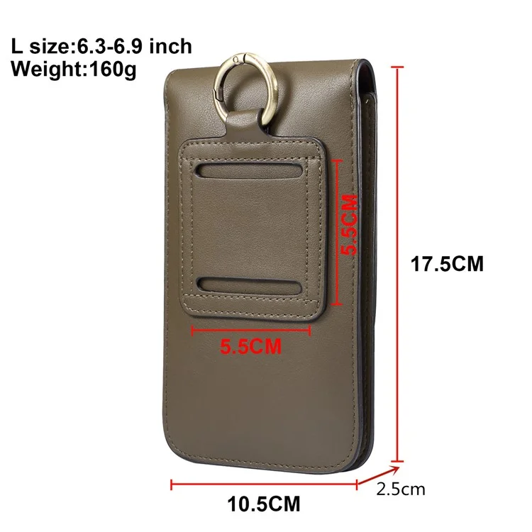 6.3-6.9 Inch Universal Wear-resistant Leather Belt Clip Phone Pouch Case for iPhone Samsung Huawei Etc. - Green