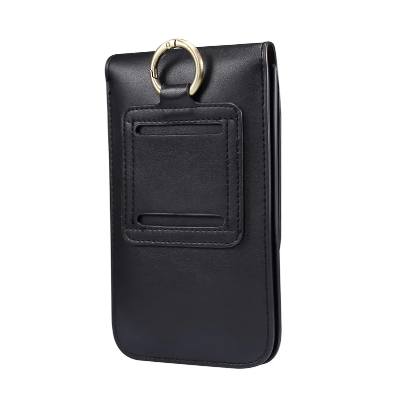 6.3-6.9 Inch Universal Wear-resistant Leather Belt Clip Phone Pouch Case for iPhone Samsung Huawei Etc. - Black