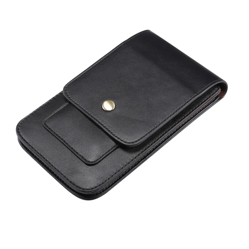 6.3-6.9 Inch Universal Wear-resistant Leather Belt Clip Phone Pouch Case for iPhone Samsung Huawei Etc. - Black