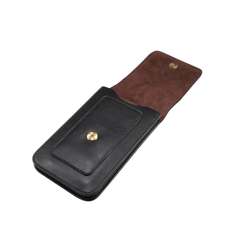 6.3-6.9 Inch Universal Wear-resistant Leather Belt Clip Phone Pouch Case for iPhone Samsung Huawei Etc. - Black