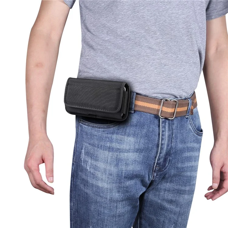 Universal Hanging Waist Bag Card Holder Pouch Men's Wallet Mobile Phone Bag for 5.2-inch Smartphones