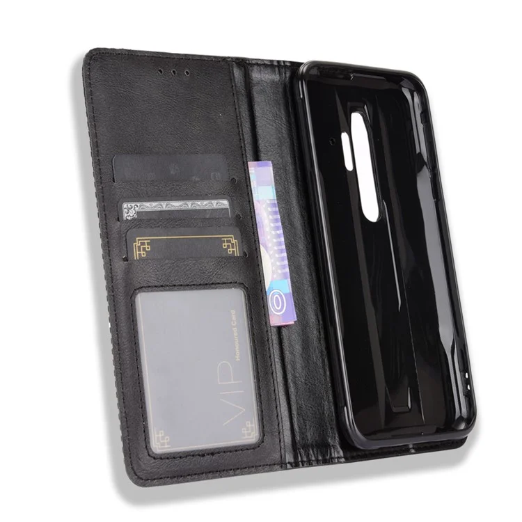 Vintage Style Wallet Stand Leather Phone Cover for Blackview BV6300 Pro - Black
