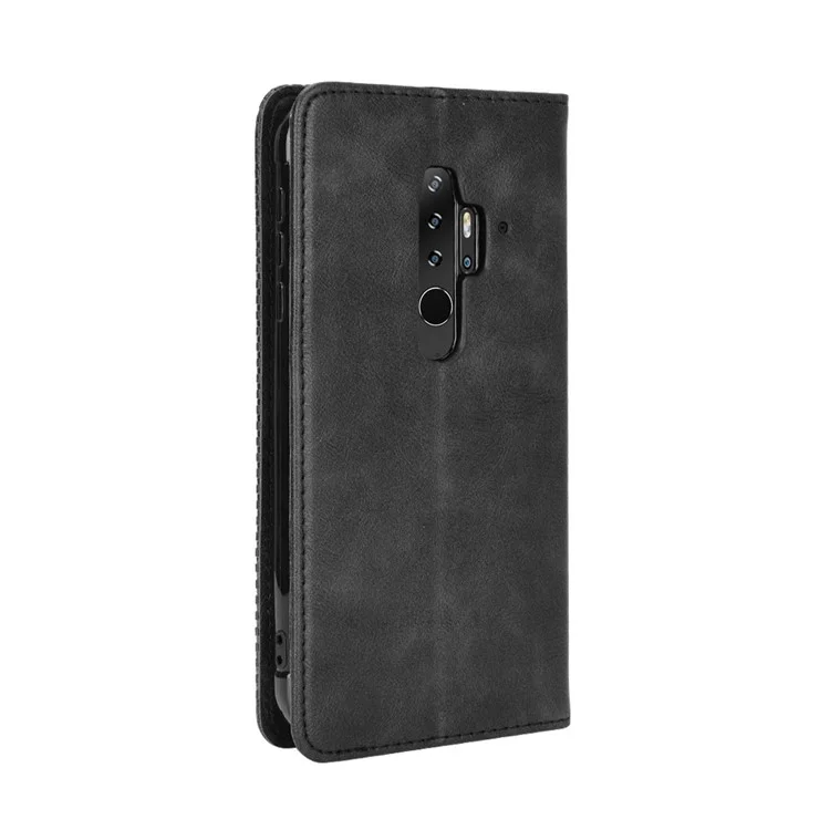 Vintage Style Wallet Stand Leather Phone Cover for Blackview BV6300 Pro - Black