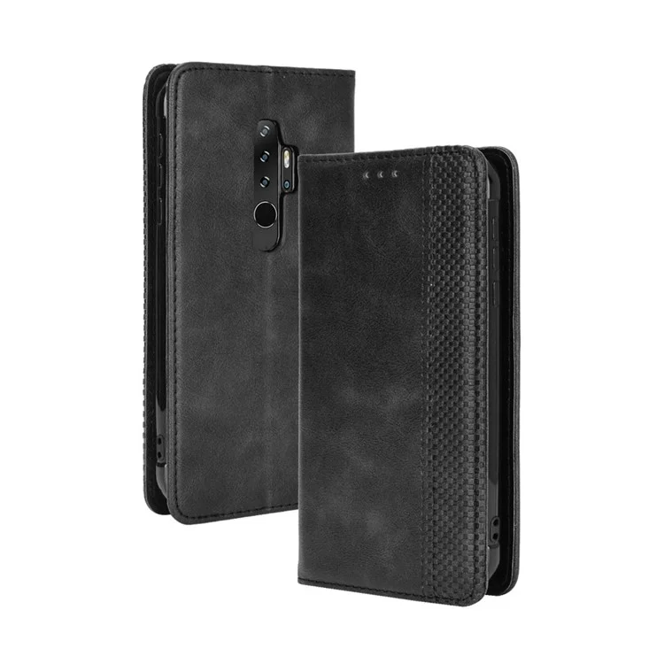 Vintage Style Wallet Stand Leather Phone Cover for Blackview BV6300 Pro - Black