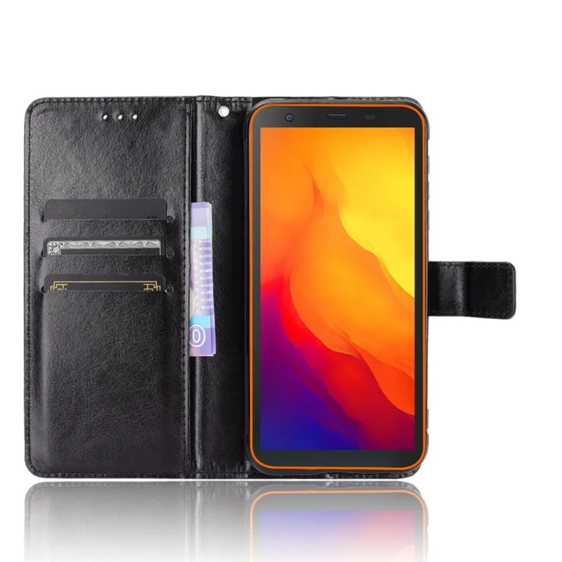 Crazy Horse Texture Wallet Stand Leather Phone Case for Blackview BV6300 Pro - Black