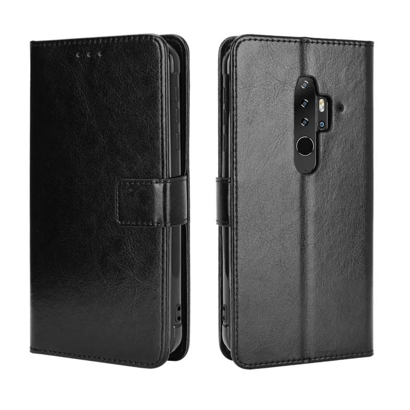 Crazy Horse Texture Wallet Stand Leather Phone Case for Blackview BV6300 Pro - Black