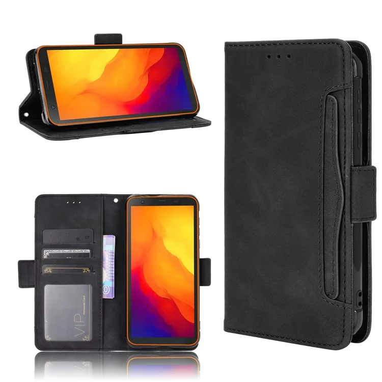 Wallet Stand Flip Leather Phone Shell for Blackview BV6300 Pro - Black