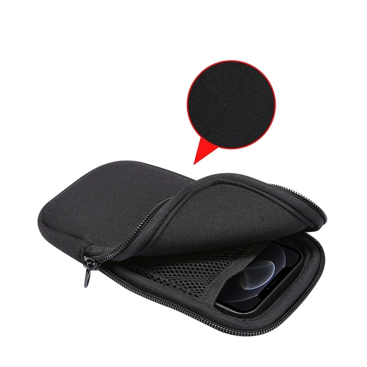 Cubierta Con Cremallera De Bolsas Colgantes De Estiramiento Para IPhone 12 Min / 11 Pro, Etc.. Teléfono Celular De 4.7-5.4 Pulgadas - Negro