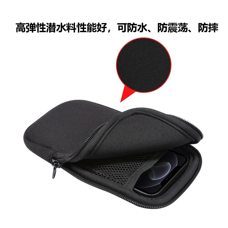Dehnbare hängende Tasche Handyhülle mit Reißverschluss für Huawei Mate 20 X / Xiaomi Mi Max 3 usw. 7,2-Zoll-Handy - Schwarz 