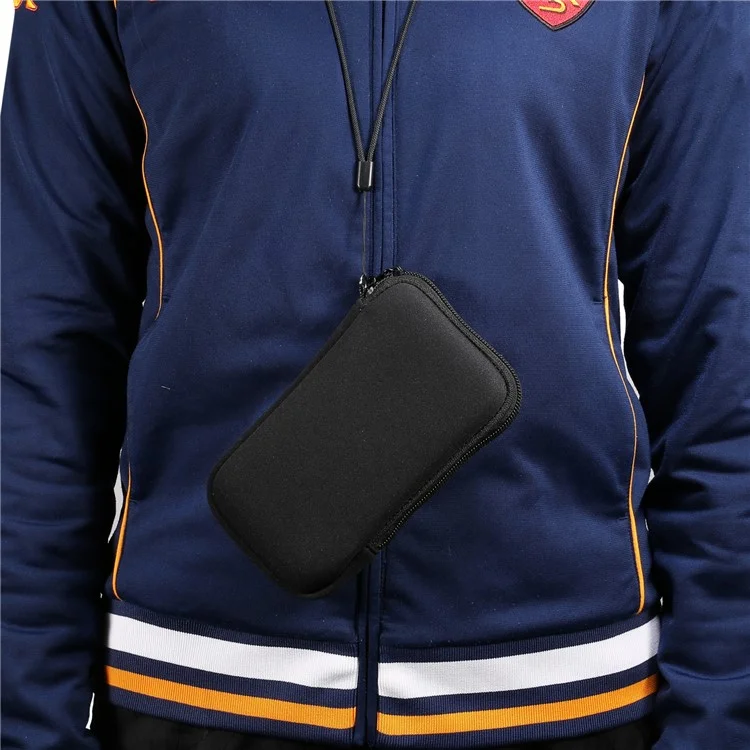 Dehnbare hängende Tasche Handyhülle mit Reißverschluss für Huawei Mate 20 X / Xiaomi Mi Max 3 usw. 7,2-Zoll-Handy - Schwarz 