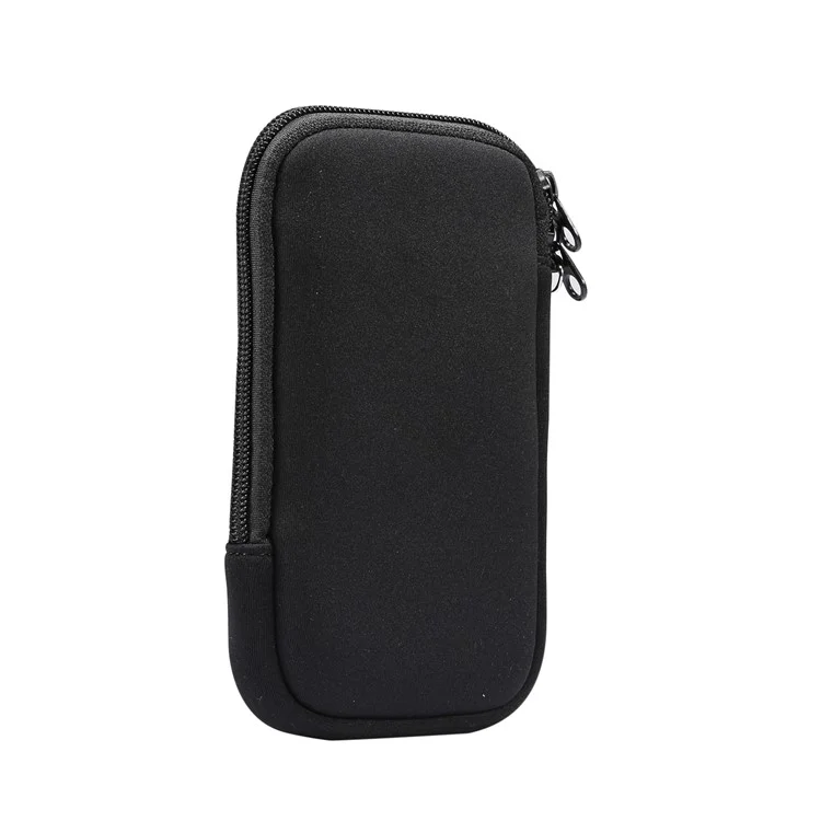 Stretch Hanging Bag Telefon Beutel Reißverschluss Für Huawei Mate 20 X / Xiaomi Mi Max 3 Usw.. 7.2-zoll-telefon - Schwarz