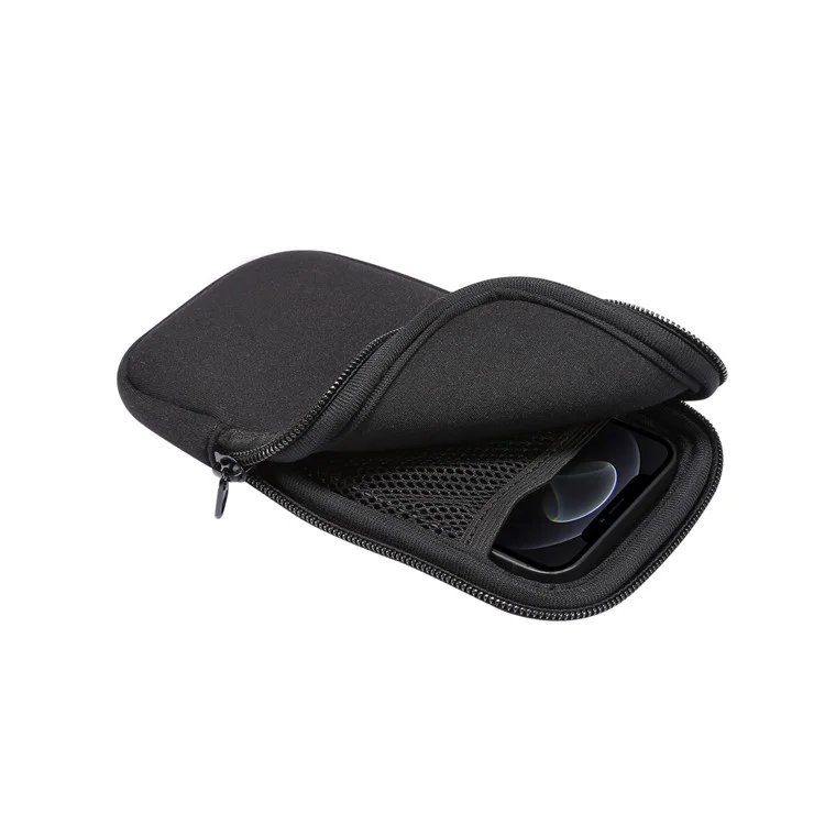 Stretch Hanging Sac de Téléphone Pochette à Fermeture Éclair Pour Huawei Mec 20 X / Xiaomi Mi Max 3 Etc.. Téléphone de 7,2 Pouces - le Noir