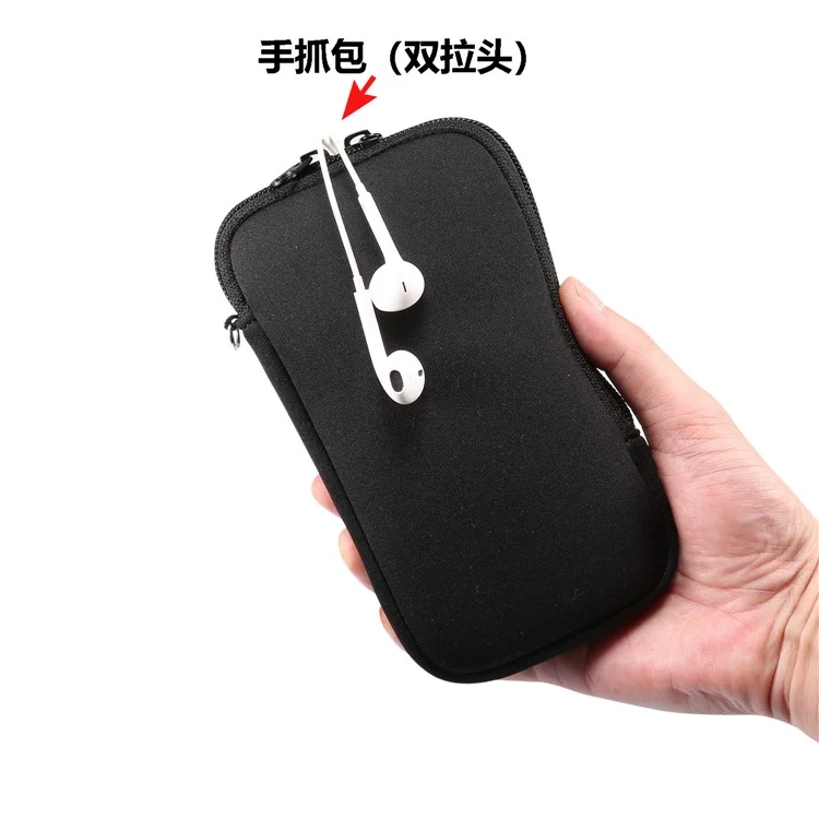 Dehnbare hängende Tasche Handyhülle mit Reißverschluss für Huawei Mate 20 X / Xiaomi Mi Max 3 usw. 7,2-Zoll-Handy - Schwarz 
