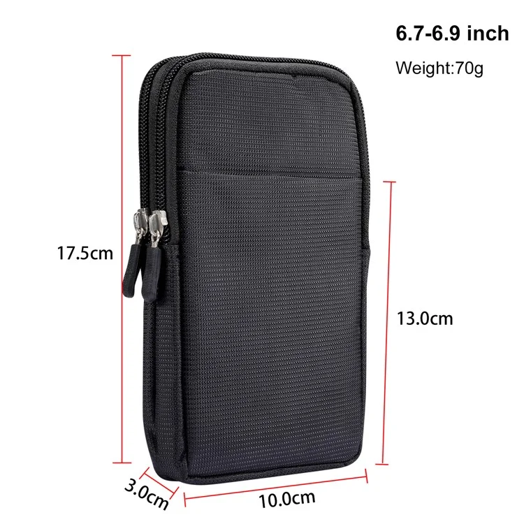 Étui de téléphone universel de 6,7/6,9 pouces pour la vie sportive et de loisirs avec sac banane pour iPhone Samsung Huawei, etc. - Noir