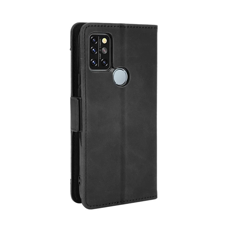 Portfelik z wieloma szczelinami na karty, podstawką, z syntetycznej skóry PU, etui na telefon komórkowy dla Umidigi A9 Pro - Czarny