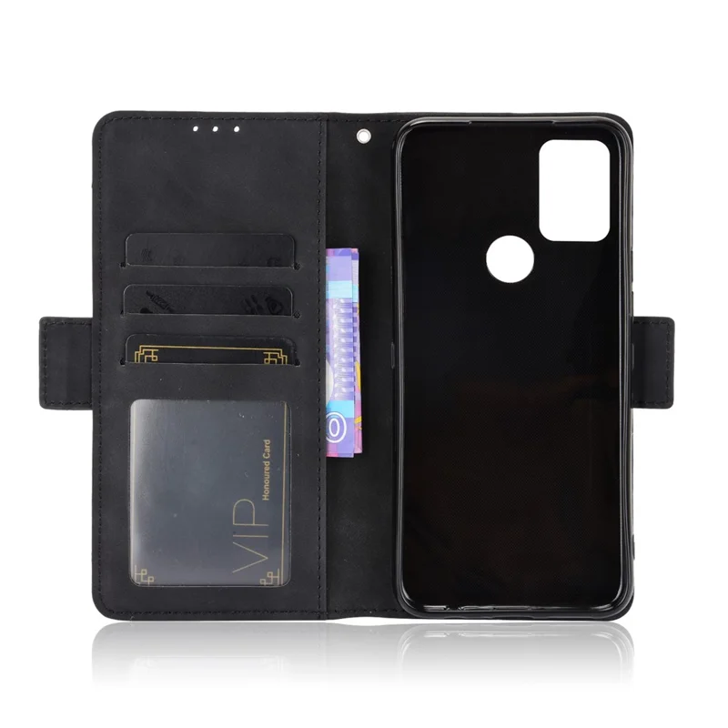 Portfelik z wieloma szczelinami na karty, podstawką, z syntetycznej skóry PU, etui na telefon komórkowy dla Umidigi A9 Pro - Czarny