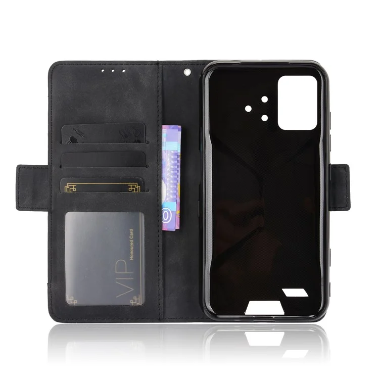 Leather Phone Wallet Design Stand Feature Protective Cover Case with Multiple Card Slots for UMIDIGI Bison - Black