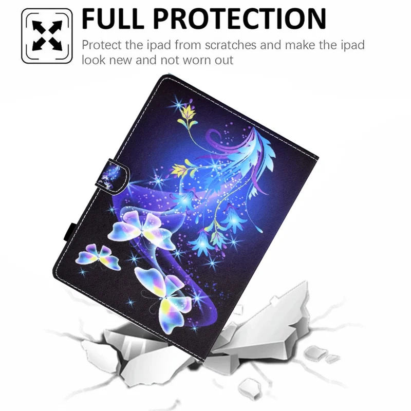 Full Protection Pattern Printing Universal Leather Tablet Case for 8-inch Tablets - Butterflies and Flowers