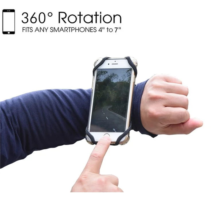 Sports Running Armband Phone Holder Rotatable Elastic Silicone Wrist Arm Band for 4-7 inch Phone