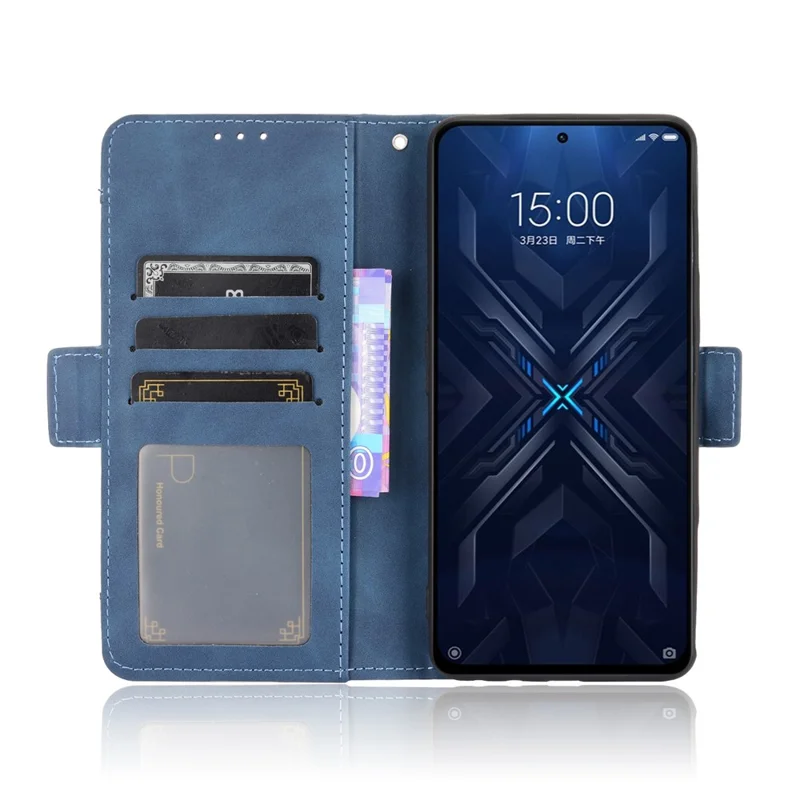 Múltiples Ranuras De Tarjetas Funda Telefónica De Cuero Con Soporte Para Xiaomi Black Shark 4 / CUBIERTA DE PROTECCIÓN DE 4 PRO - Azul
