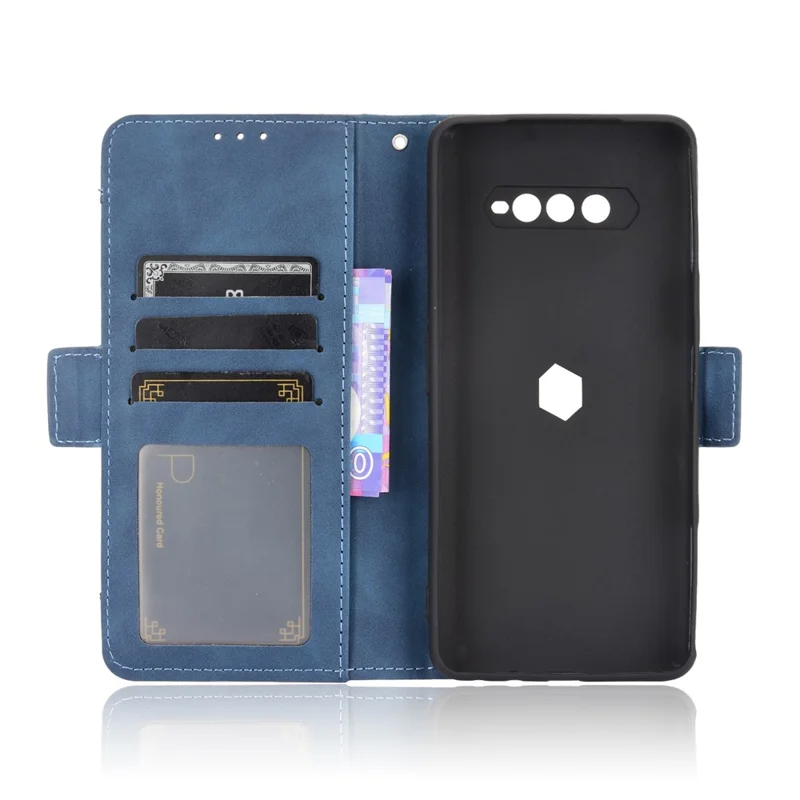 Múltiples Ranuras De Tarjetas Funda Telefónica De Cuero Con Soporte Para Xiaomi Black Shark 4 / CUBIERTA DE PROTECCIÓN DE 4 PRO - Azul
