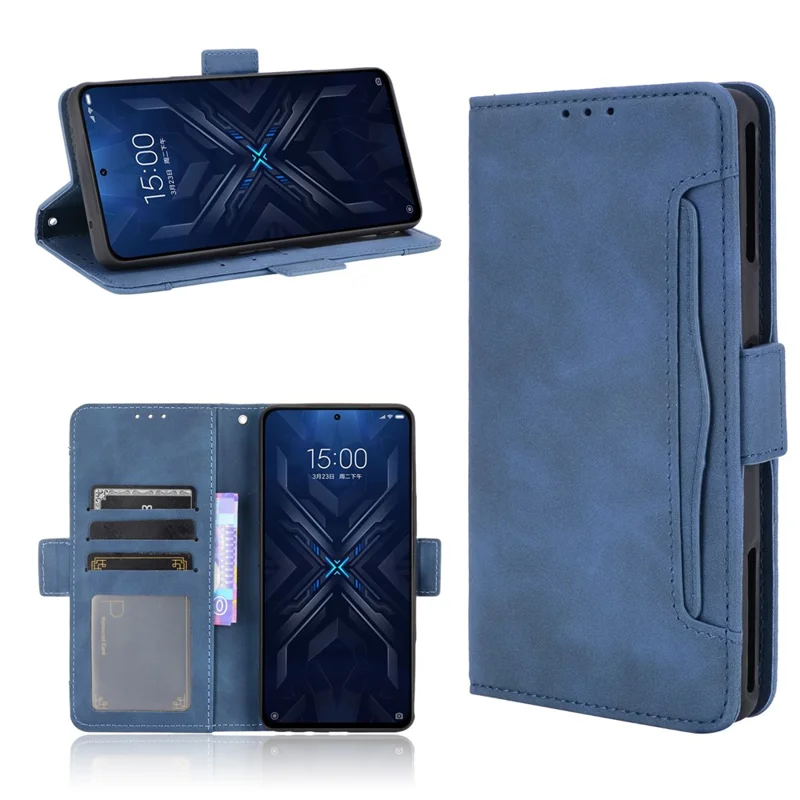 Múltiples Ranuras De Tarjetas Funda Telefónica De Cuero Con Soporte Para Xiaomi Black Shark 4 / CUBIERTA DE PROTECCIÓN DE 4 PRO - Azul
