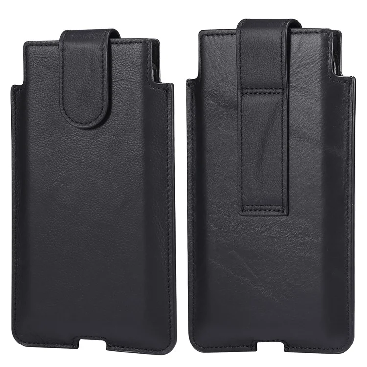 Echtes Leder Hängetasche Gürteltasche Handytasche Männer Seitentasche Handyhülle für 5,5 "- 6,5" Smartphones - Schwarz