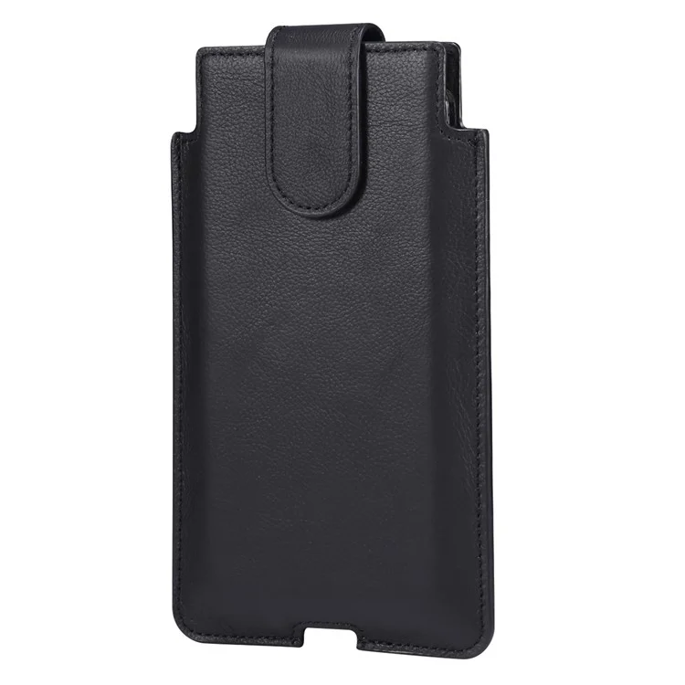 Echtes Leder Hängetasche Gürteltasche Handytasche Männer Seitentasche Handyhülle für 5,5 "- 6,5" Smartphones - Schwarz