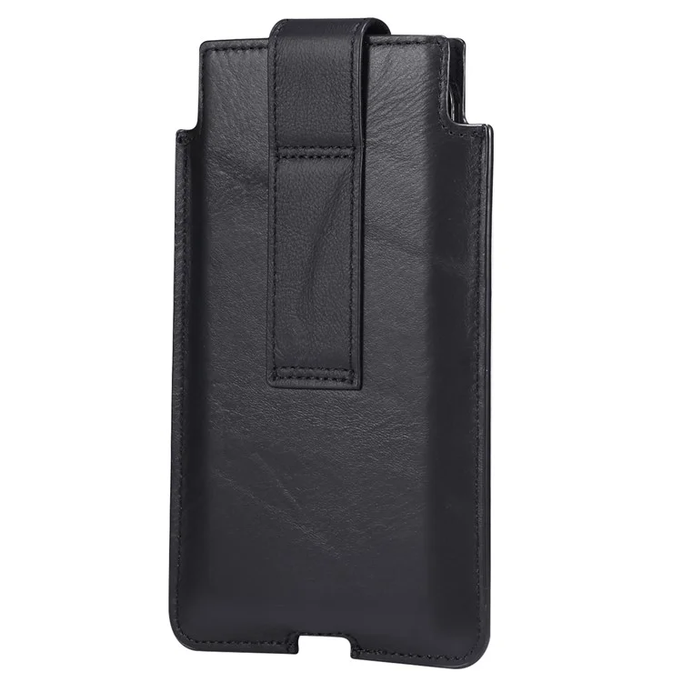 Echtes Leder Hängetasche Gürteltasche Handytasche Männer Seitentasche Handyhülle für 5,5 "- 6,5" Smartphones - Schwarz