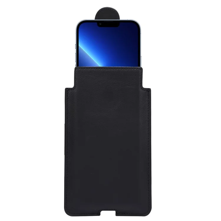 Echtes Leder Hängetasche Gürteltasche Handytasche Männer Seitentasche Handyhülle für 5,5 "- 6,5" Smartphones - Schwarz