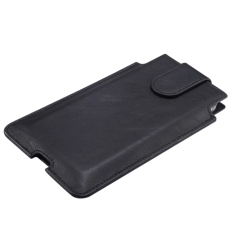 Echtes Leder Hängetasche Gürteltasche Handytasche Männer Seitentasche Handyhülle für 5,5 "- 6,5" Smartphones - Schwarz