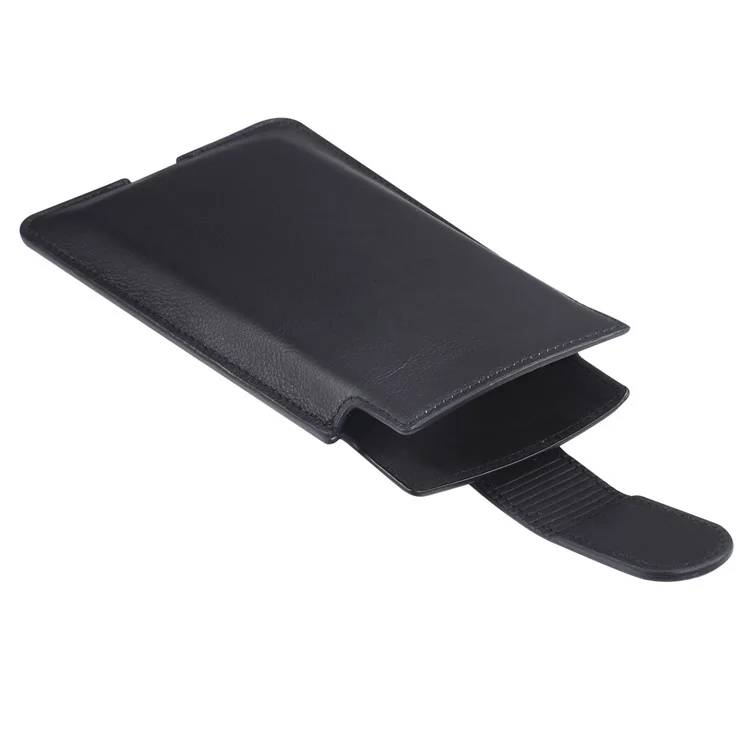 Echtes Leder Hängetasche Gürteltasche Handytasche Männer Seitentasche Handyhülle für 5,5 "- 6,5" Smartphones - Schwarz