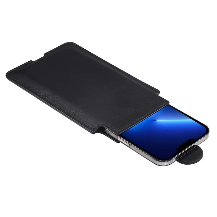 Echtes Leder Hängetasche Gürteltasche Handytasche Männer Seitentasche Handyhülle für 5,5 "- 6,5" Smartphones - Schwarz