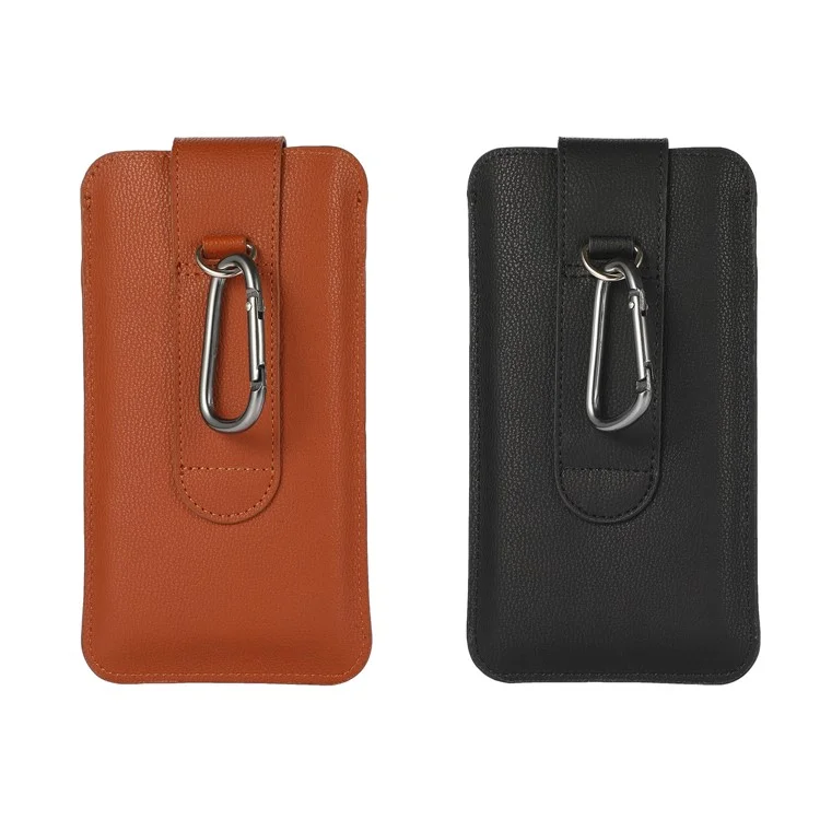 PU Leather Mobile Phone Protective Case Bag Holder with Card Slot, Inner Size 17.8x9.8 cm - Black