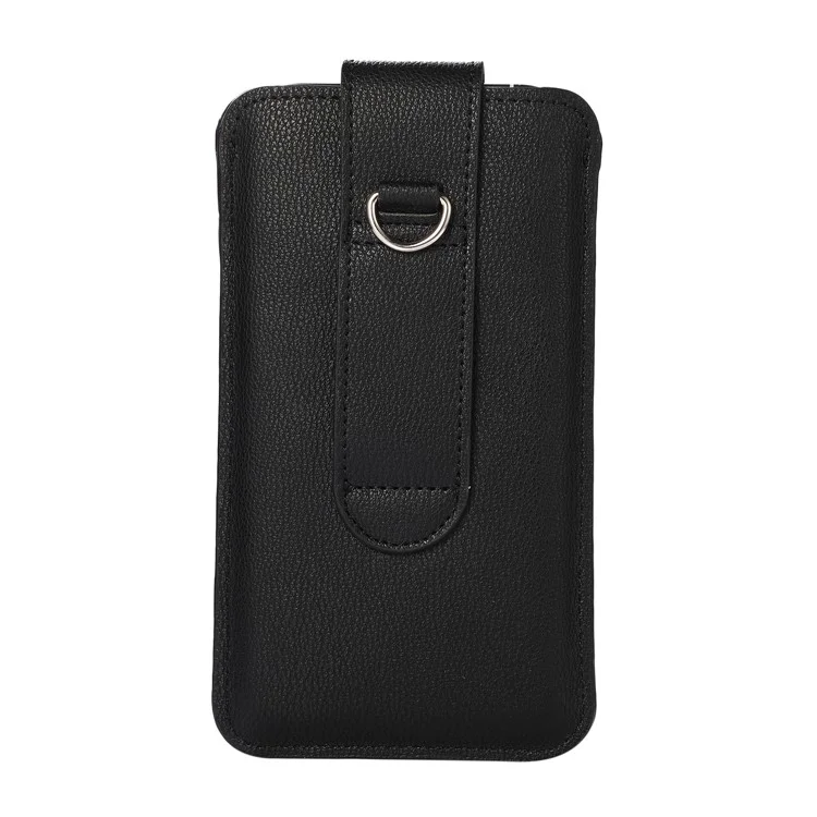 PU Leather Mobile Phone Protective Case Bag Holder with Card Slot, Inner Size 17.8x9.8 cm - Black