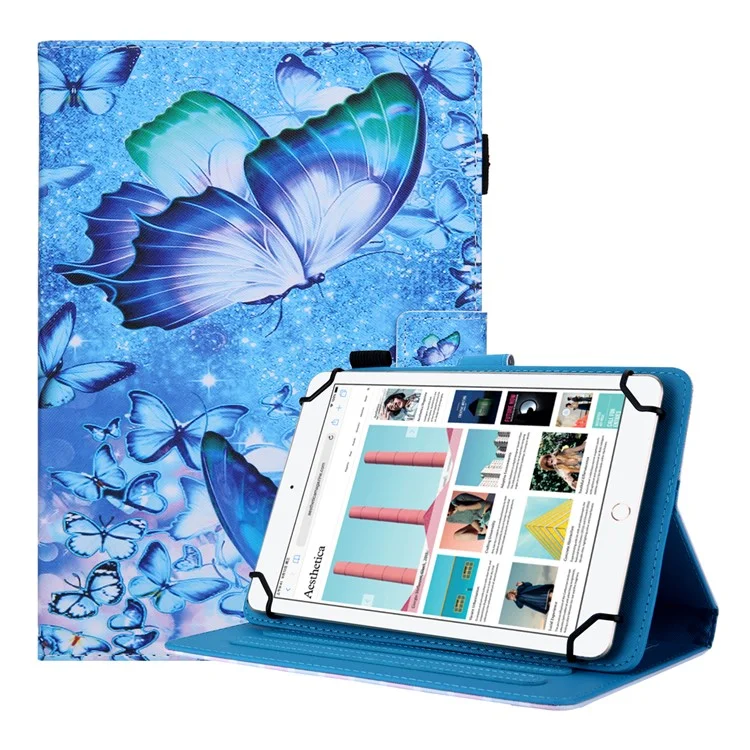 Pattern Printing Universal Shock-proof Leather Tablet Case for 7-inch Tablets - Blue Butterfly
