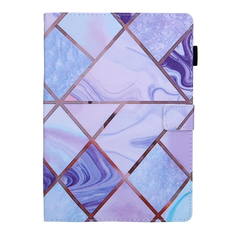 جراب لوحي عالمي من الجلد مقاوم للصدمات مع طباعة تصميم أنيق للأجهزة بحجم 10 بوصة - موجة بنفسجية