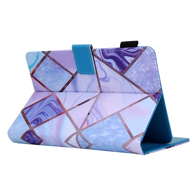 جراب لوحي عالمي من الجلد مقاوم للصدمات مع طباعة تصميم أنيق للأجهزة بحجم 10 بوصة - موجة بنفسجية