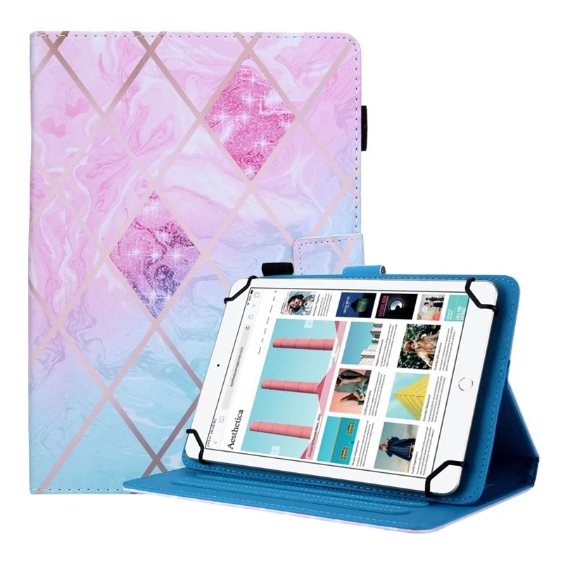 Shock-Proof Pattern Printing Universal Leather Tablet Case for 10-inch Tablets - Pink/Green Gradient