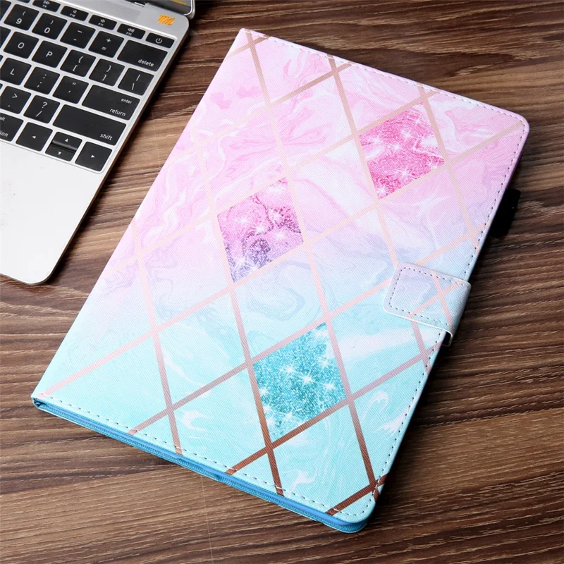 Shock-Proof Pattern Printing Universal Leather Tablet Case for 10-inch Tablets - Pink/Green Gradient