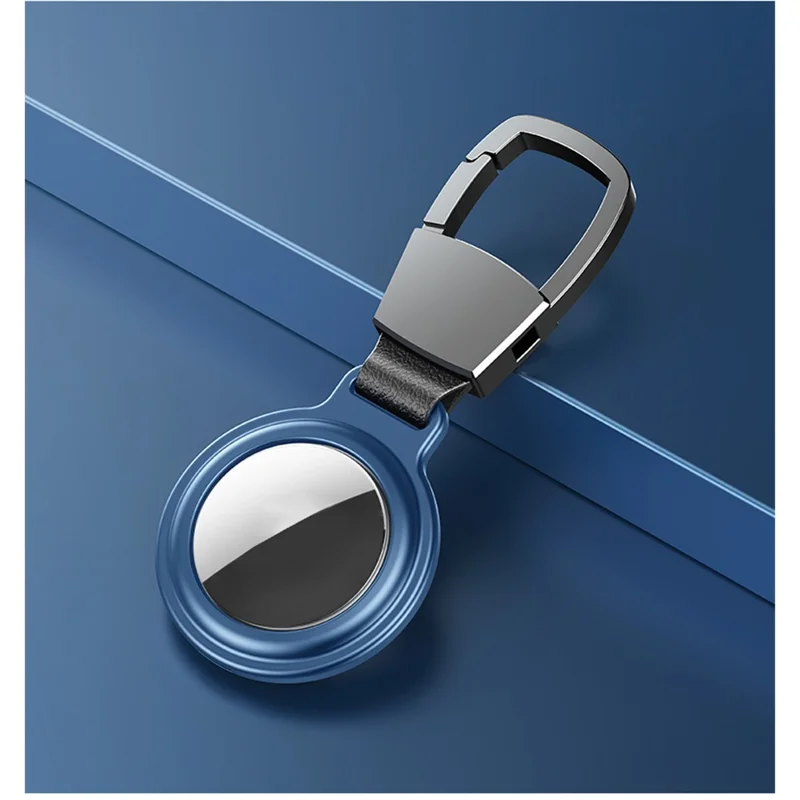 [TVC LIVE 531 Recommended] Magnetic Adsorption Aluminum Alloy Frame Protective Case with Keyring for Apple AirTags 2021 Location Trackers - Blue